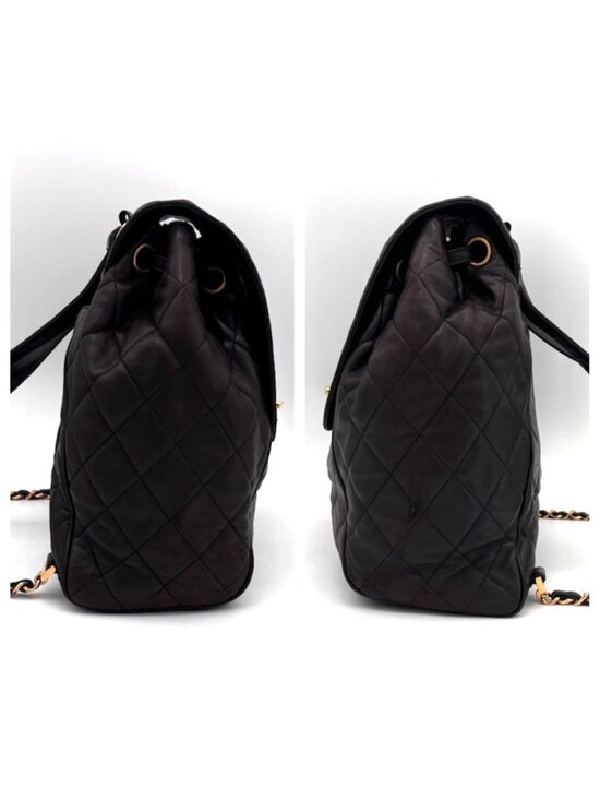 Chanel Quilted Backpack Black Lambskin Brown main image 8